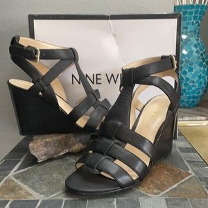 Nine West Farfalla Leather Wedge Sandals